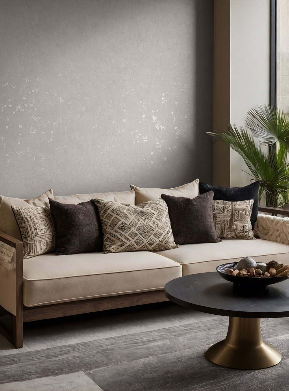 Vliesová tapeta na zeď, šedo-béžová, beton, štuk, 82500, Naomi, Novamur