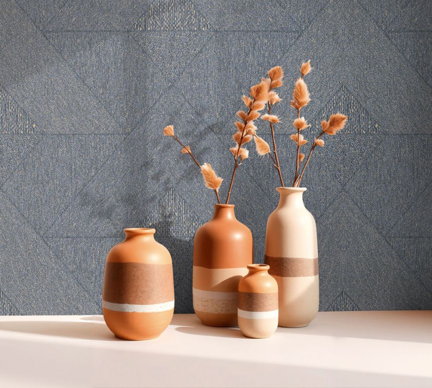 Geometrická vliesová tapeta na zeď, modro-černá, 82548, Naomi, Novamur