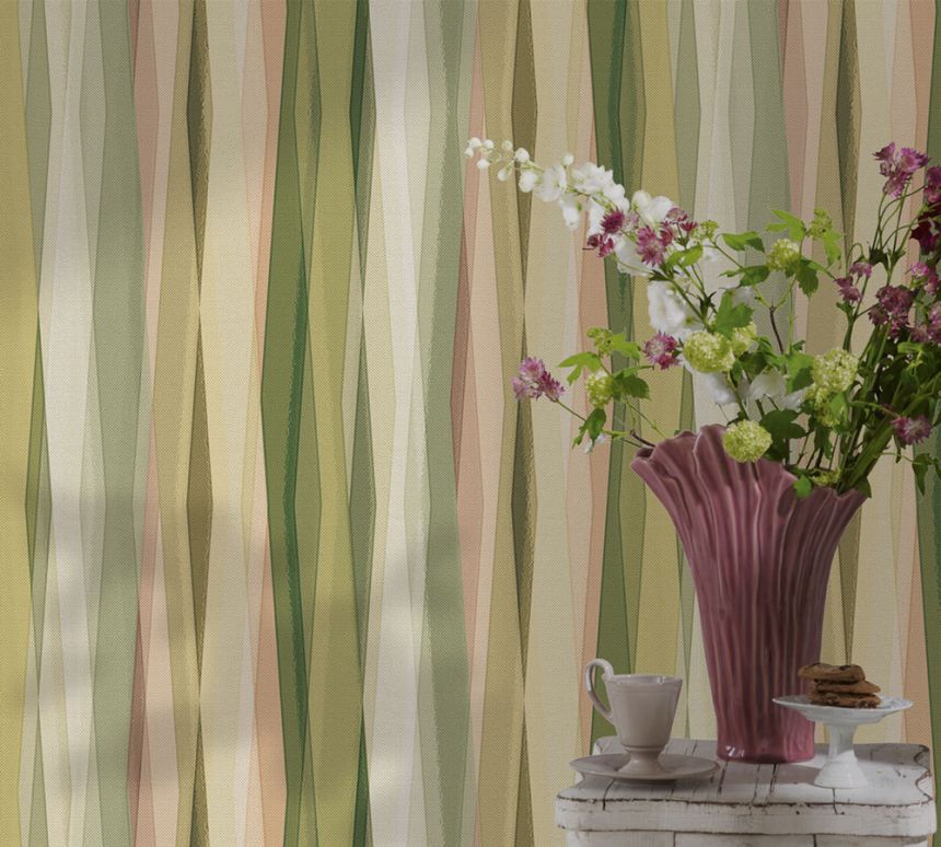 Vliesová tapeta na zeď, zeleno-béžová, grafický vzor, 89010, Naomi, Novamur