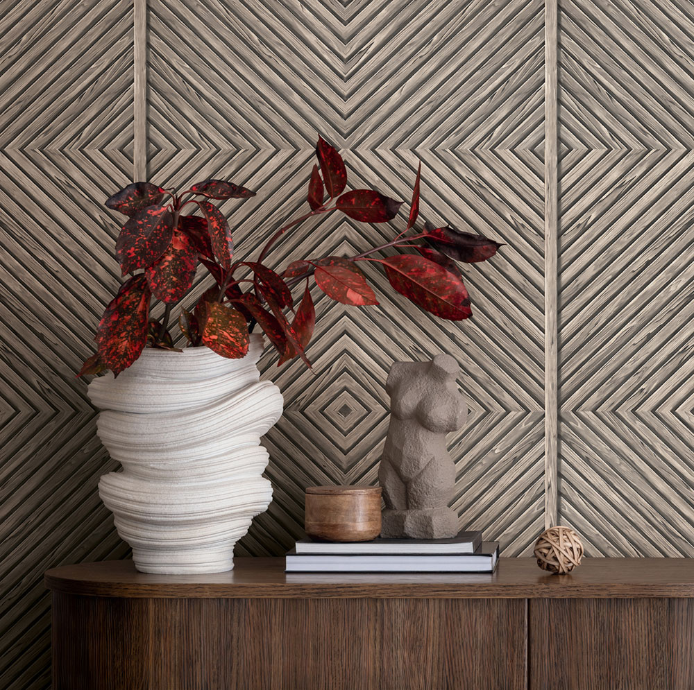 Vliesová tapeta na zeď, šedo-béžová, imitace dřevěného obkladu, 89018, Naomi, Novamur