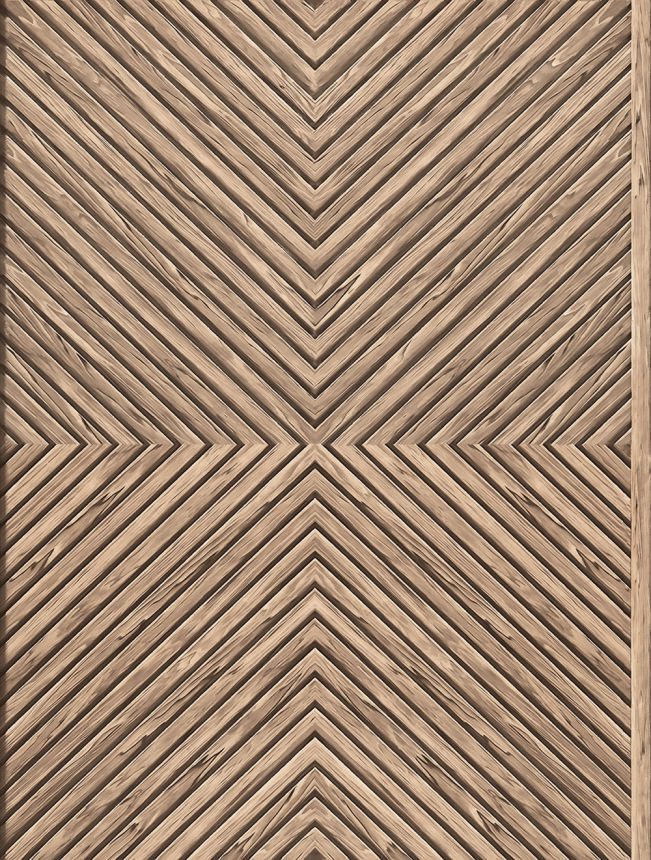 Vliesová tapeta na zeď, hnědo-béžová, imitace dřevěného obkladu, 89019, Naomi, Novamur