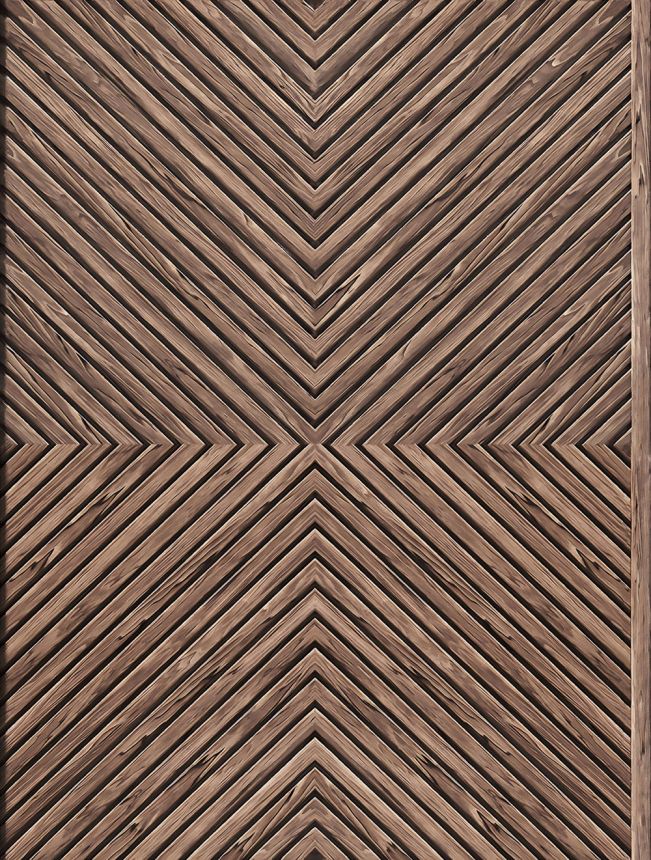 Vliesová tapeta na zeď, hnědá, imitace dřevěného obkladu, 89020, Naomi, Novamur