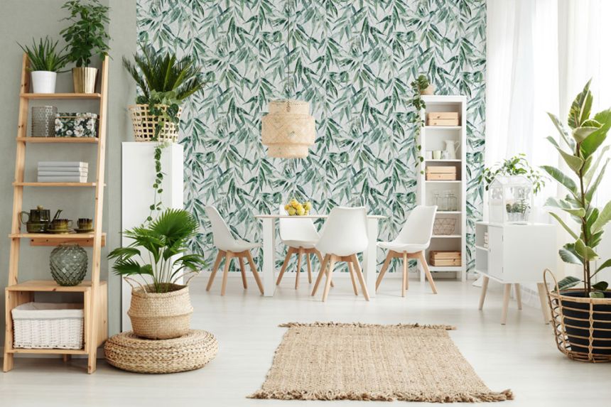 Vliesová tapeta na zeď, zelená, listy, 89039, Naomi, Novamur