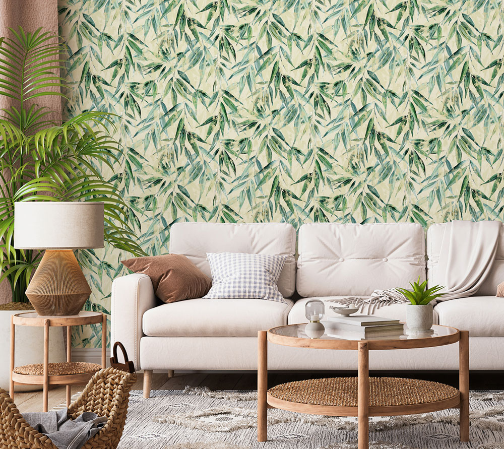 Vliesová tapeta na zeď, zelená, listy, 89040, Naomi, Novamur