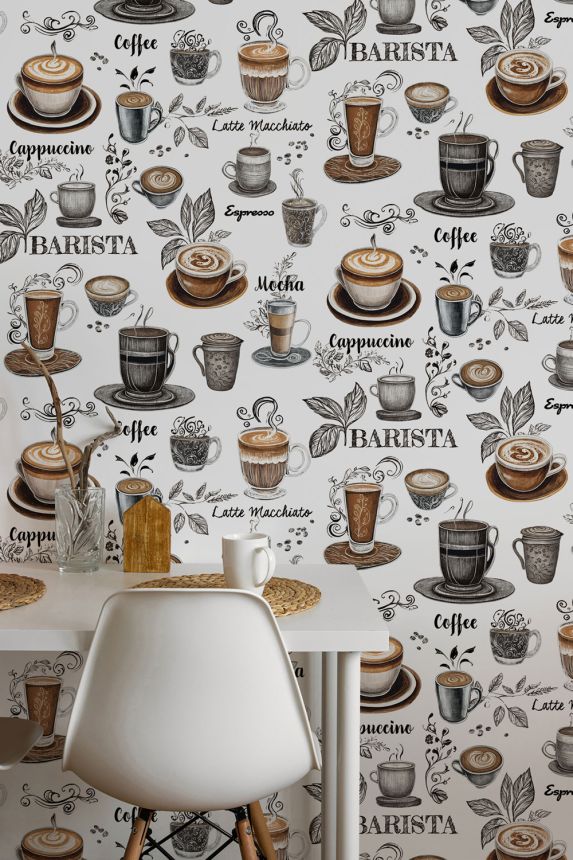Vliesová tapeta na zeď, bílá, káva, 89043, Naomi, Novamur