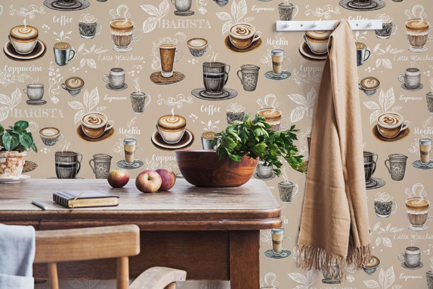 Vliesová tapeta na zeď, béžová, káva, 89043, Naomi, Novamur
