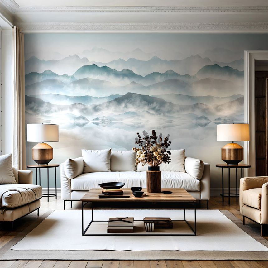 Vliesová fototapeta na zeď, šedo-modrá, horská krajina, 96465, Naomi, Novamur