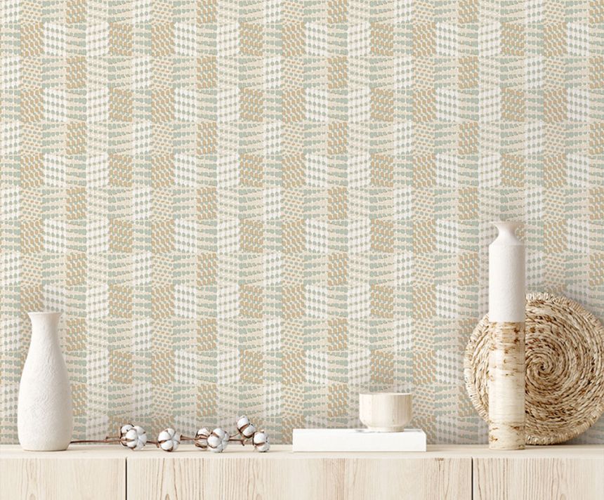 Vliesová tapeta na zeď, zeleno-béžová, látková textura, Z70705, Marrakech, Zambaiti Parati