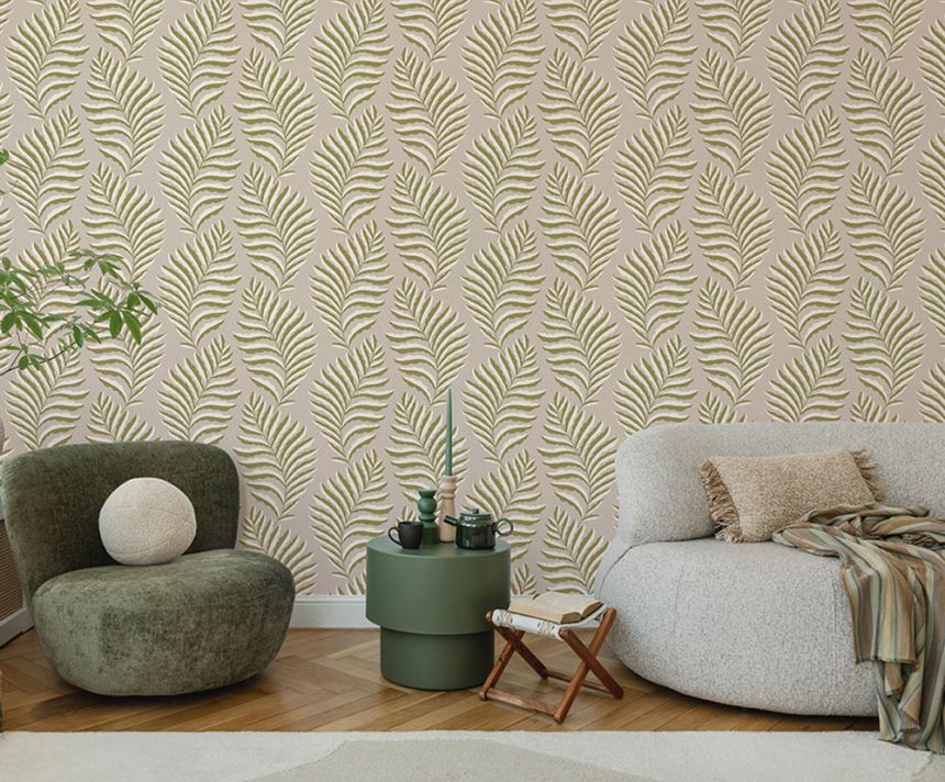 Vliesová tapeta na zeď, šedo-béžová, listy, Z70721, Marrakech, Zambaiti Parati