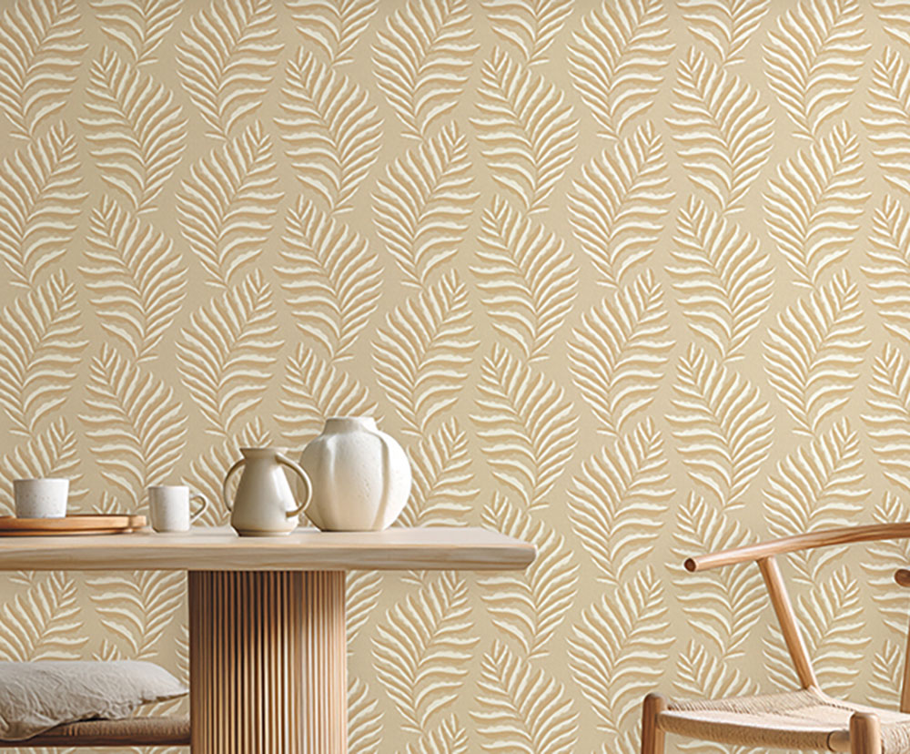 Vliesová tapeta na zeď, okrová, listy, Z70730, Marrakech, Zambaiti Parati