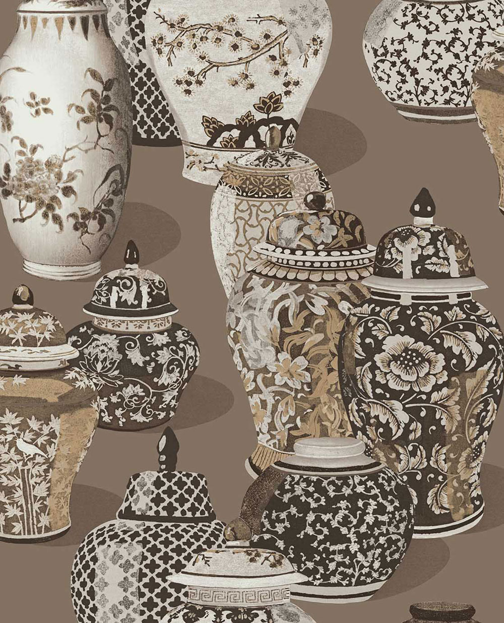 Vliesová tapeta na zeď, 351210, hnědá, nádoby, Magnifique, Eijffinger