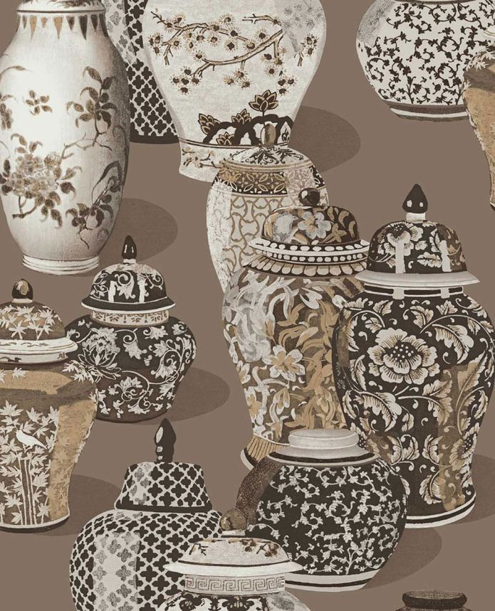 Vliesová tapeta na zeď, 351210, hnědá, nádoby, Magnifique, Eijffinger