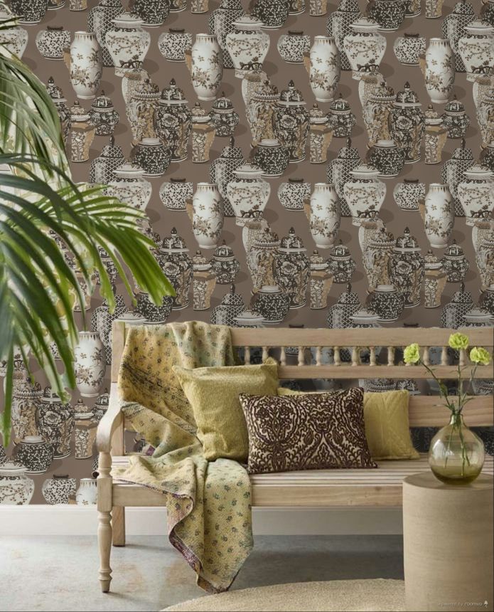 Vliesová tapeta na zeď, 351210, hnědá, nádoby, Magnifique, Eijffinger