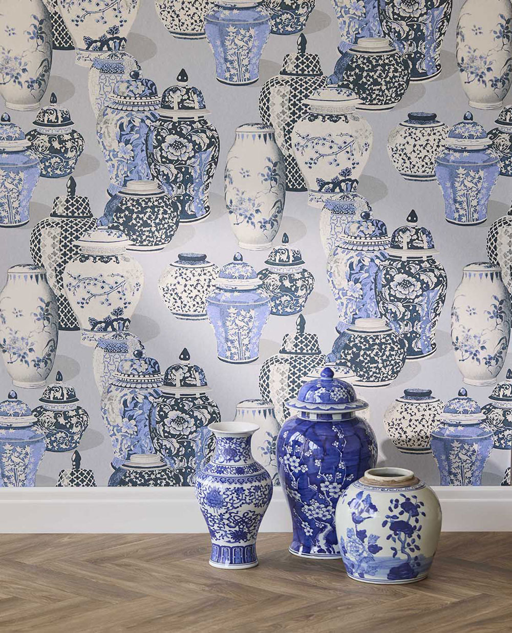Vliesová tapeta na zeď, 351212, šedo-modrá, nádoby, Magnifique, Eijffinger