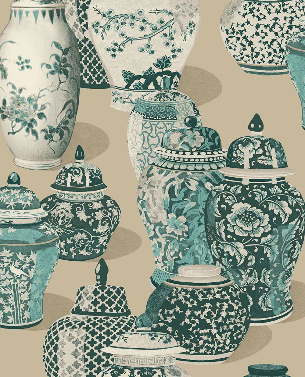 Vliesová tapeta na zeď, 351215, zelená, nádoby, Magnifique, Eijffinger