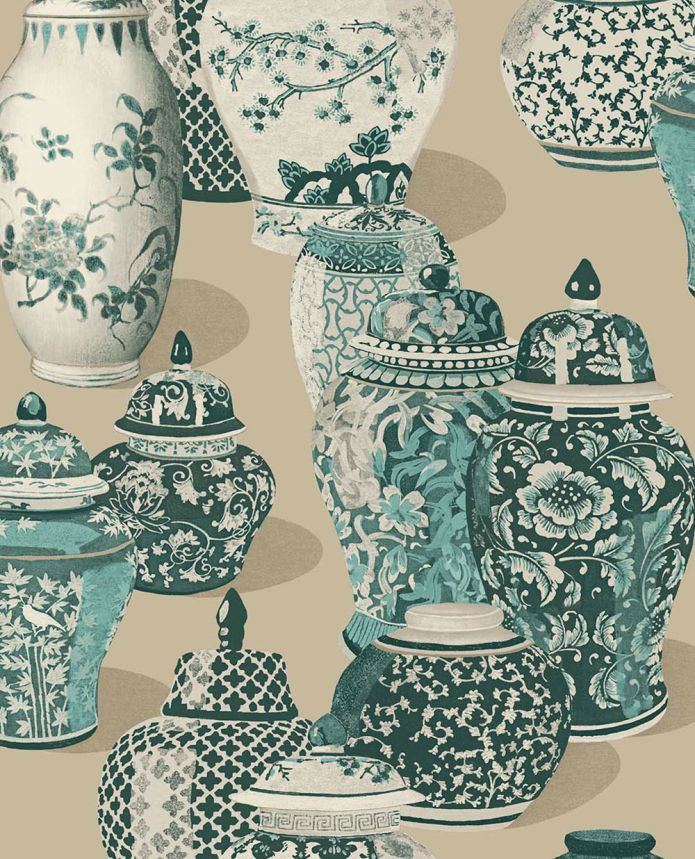 Vliesová tapeta na zeď, 351215, zelená, nádoby, Magnifique, Eijffinger