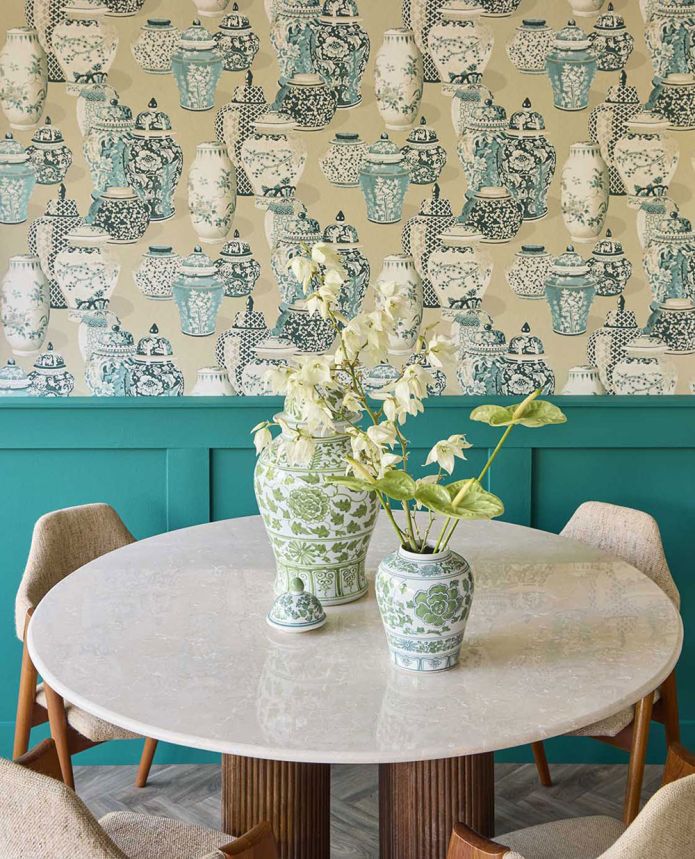 Vliesová tapeta na zeď, 351215, zelená, nádoby, Magnifique, Eijffinger