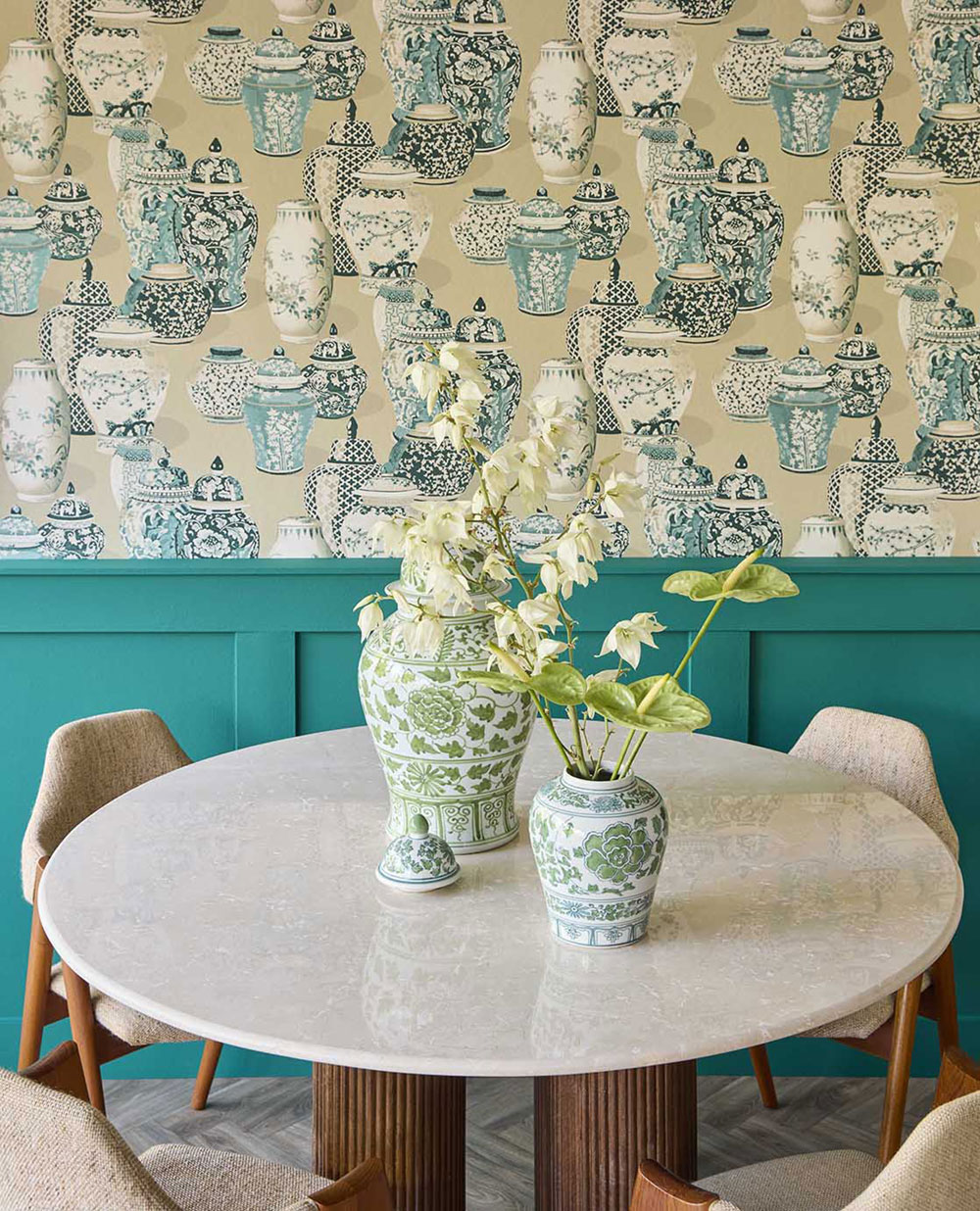 Vliesová tapeta na zeď, 351215, zelená, nádoby, Magnifique, Eijffinger