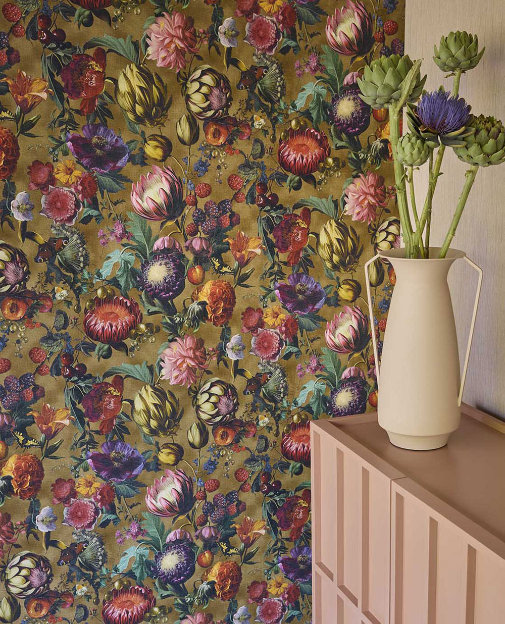 Vliesová tapeta na zeď, hnědá, květiny, plody, motýli, 351234, Magnifique, Eijffinger