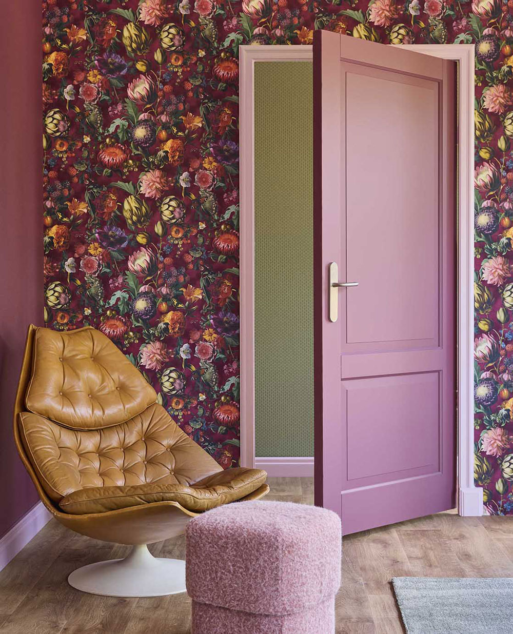 Vliesová tapeta na zeď, vínová, květiny, plody, motýli, 351235, Magnifique, Eijffinger