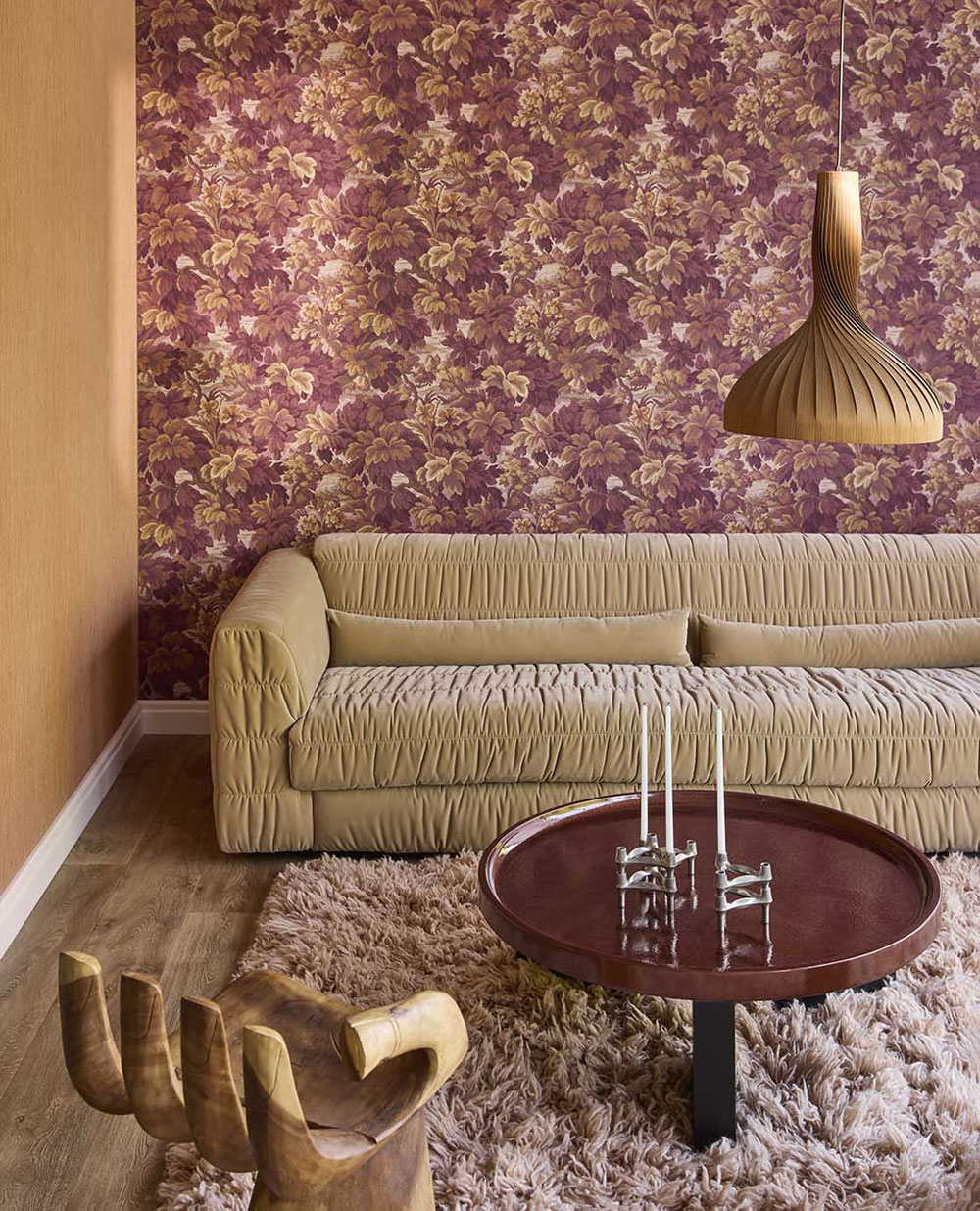 Vliesová tapeta na zeď, vínovo-hnědá, listy, stromy, 351243, Magnifique, Eijffinger