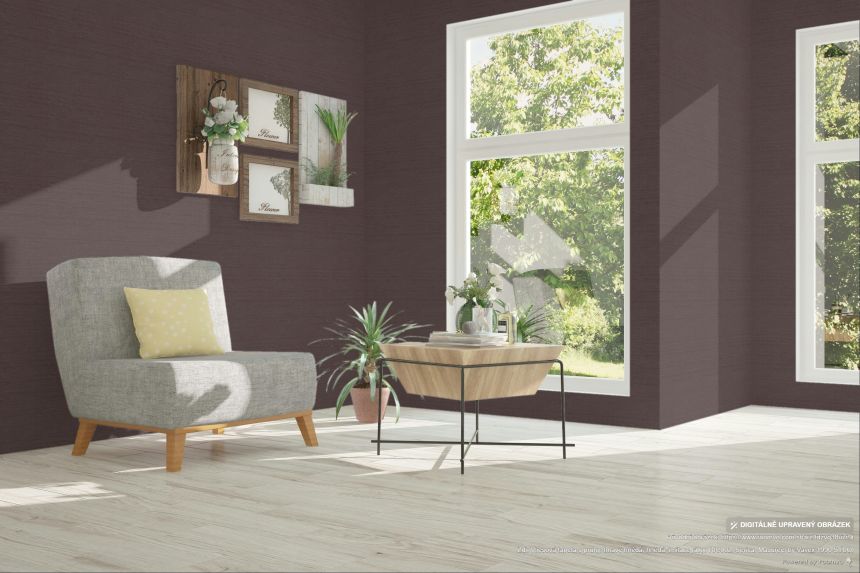 Vliesová tapeta s pruhy, tmavě hnědá, hnědá, imitace látky, RIC002, Serica, Masureel