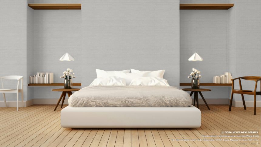 Vliesová tapeta s pruhy, šedá, imitace látky, RIC004, Serica, Masureel