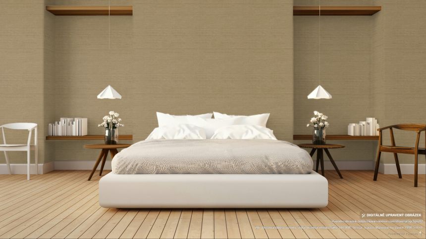 Vliesová tapeta s pruhy, šedá, béžová, imitace látky, RIC008, Serica, Traces, Masureel