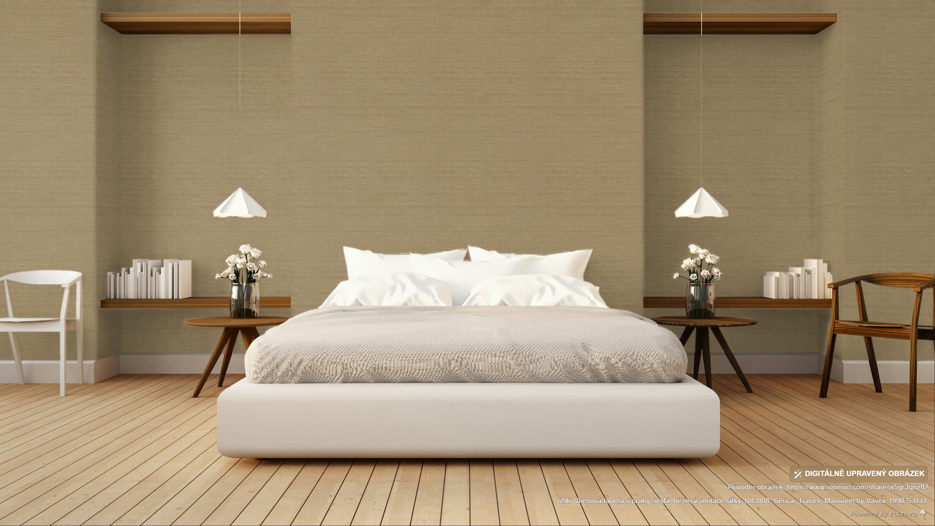 Vliesová tapeta s pruhy, šedá, béžová, imitace látky, RIC008, Serica, Traces, Masureel