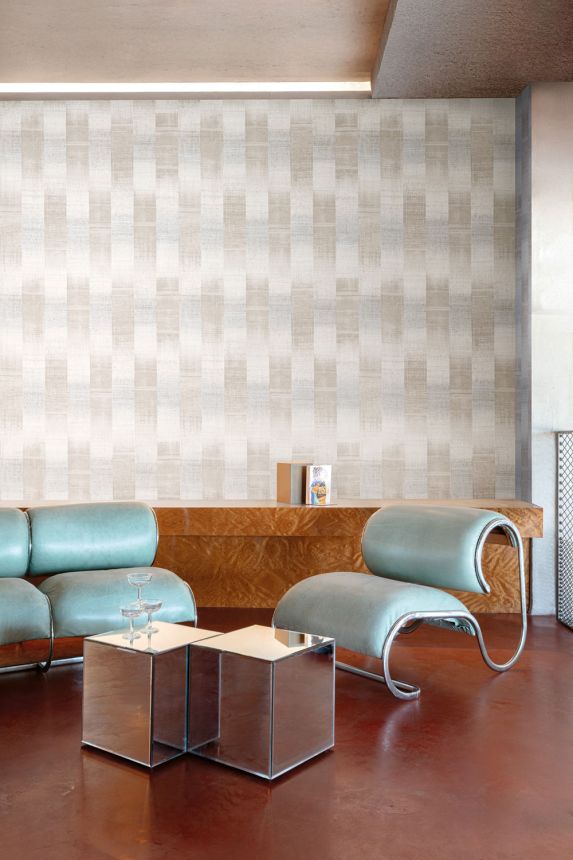 Vliesová tapeta s pruhy, šedá, béžová, imitace látky, RIC101, Serica, Masureel