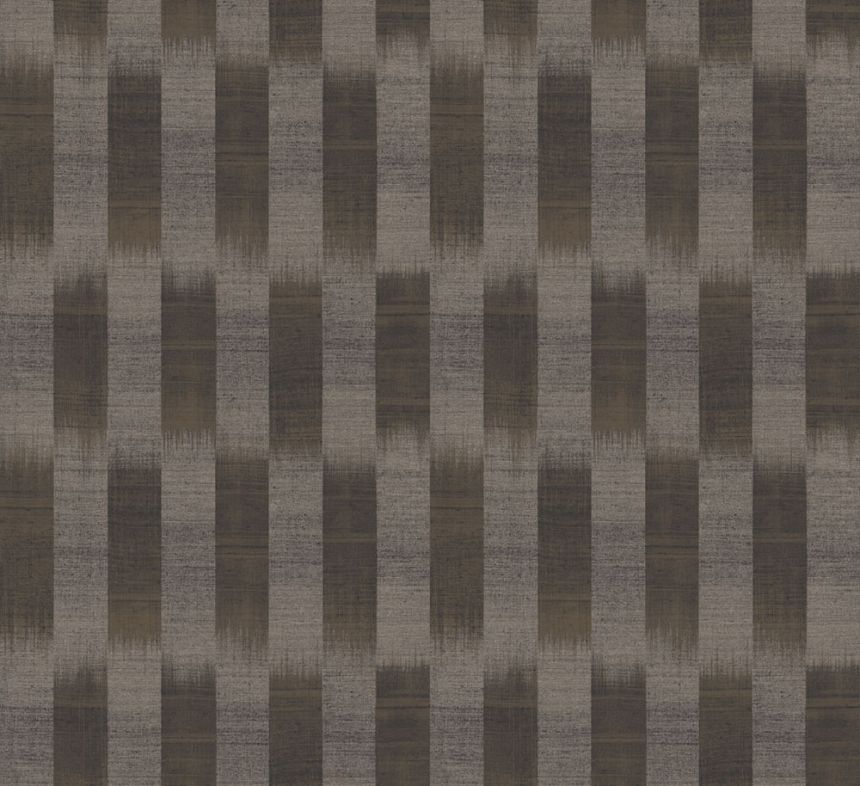 Vliesová tapeta s pruhy, černá, hnědá, imitace látky, RIC102, Serica, Masureel