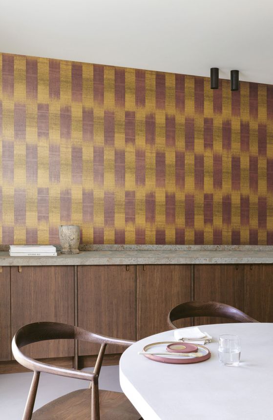 Vliesová tapeta s pruhy, fialová, hnědá, imitace látky, RIC103, Serica, Masureel