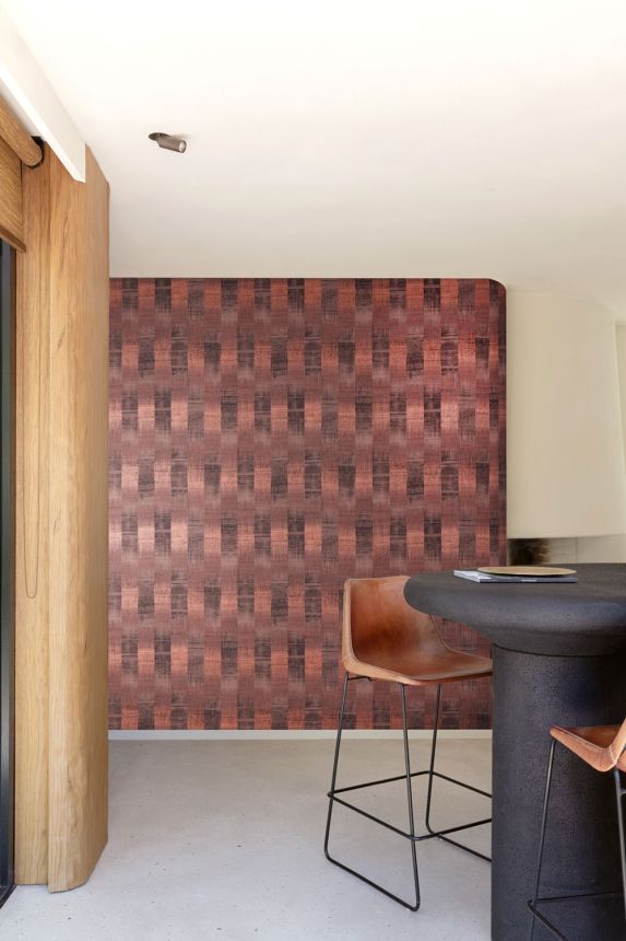 Vliesová tapeta s pruhy, černá, oranžová, imitace látky, RIC104, Serica, Masureel