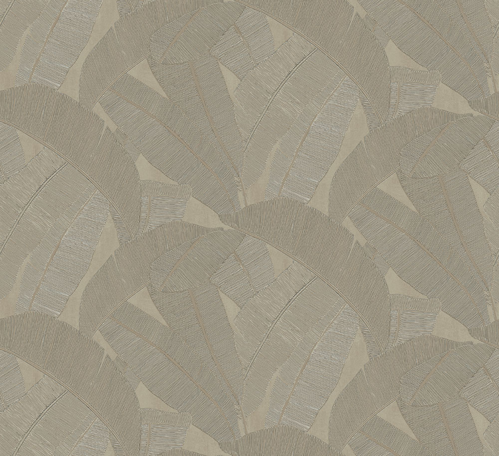 Vliesová tapeta na zeď, šedá, hnědá, listy, RIC206 Serica Masureel