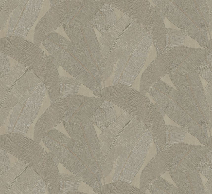 Vliesová tapeta na zeď, šedá, hnědá, listy, RIC206 Serica Masureel