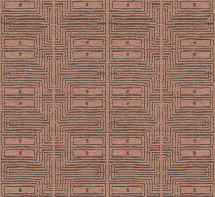 Vliesová tapeta na zeď, imitace látky, obrazce, oranžová, černá, RIC301, Serica, Masureel