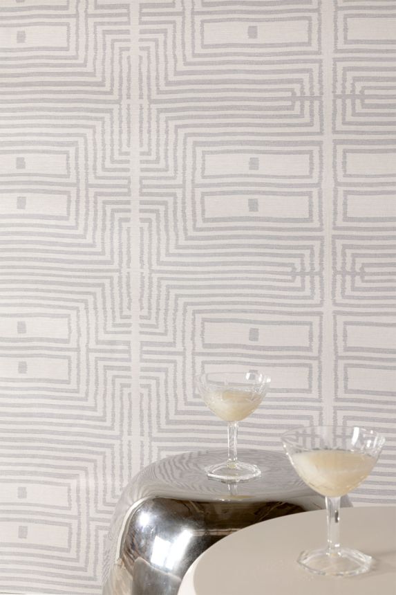 Vliesová tapeta na zeď, imitace látky, obrazce, béžová, šedá, RIC302, Serica, Masureel