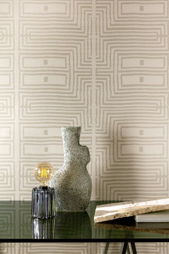 Vliesová tapeta na zeď, imitace látky, obrazce, béžová, RIC304, Serica, Masureel