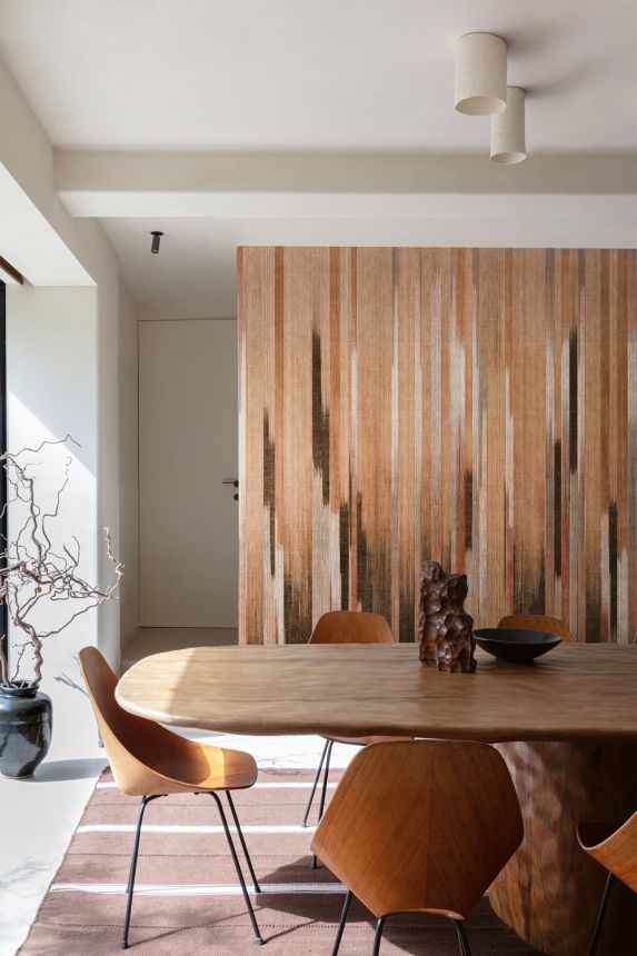 Vliesová obrazová tapeta na zeď, imitace látky, hnědá, pruhy, DGRIC1012-300, Serica, Masureel