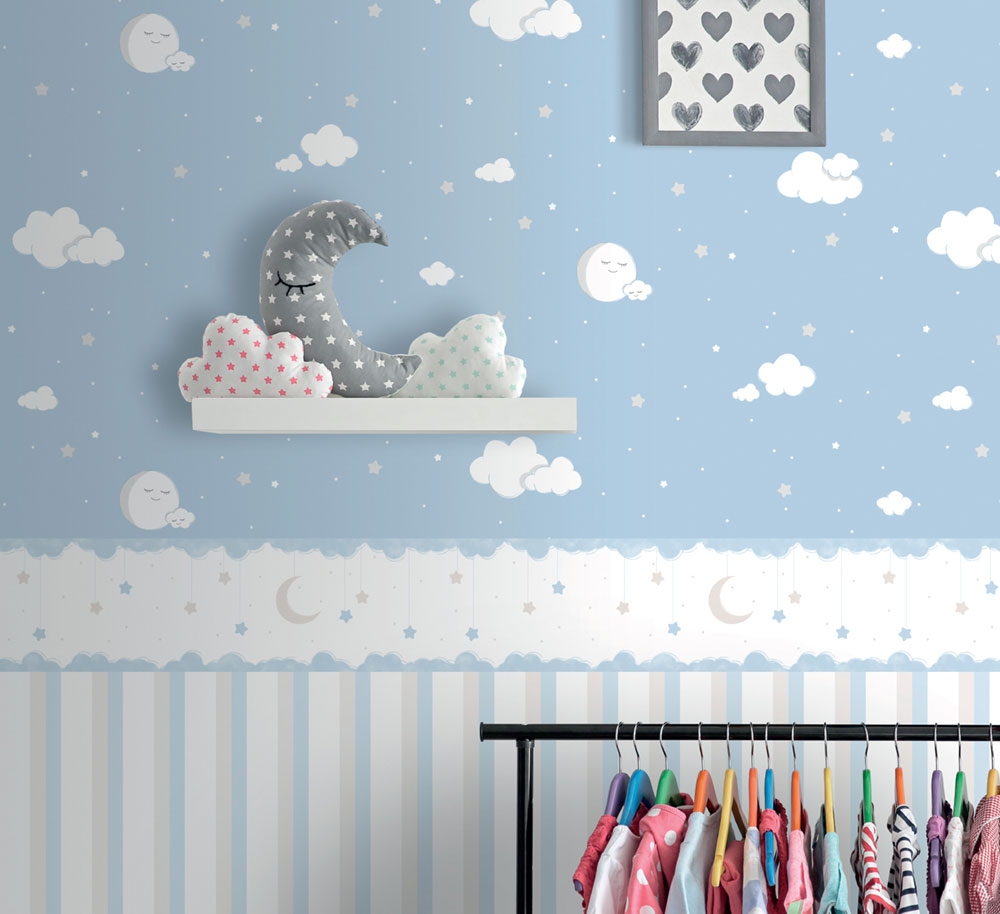 Dětská papírová tapeta na zeď Mráčky 221-3, Lullaby, ICH Wallcoverings