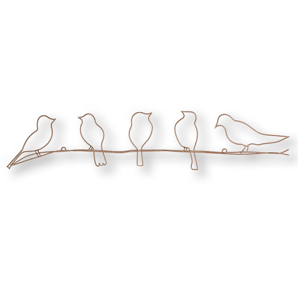 Kovová dekorace Bird On A Wire Soft Rose Gold Metal Art 104040, Wall Art, Graham Brown