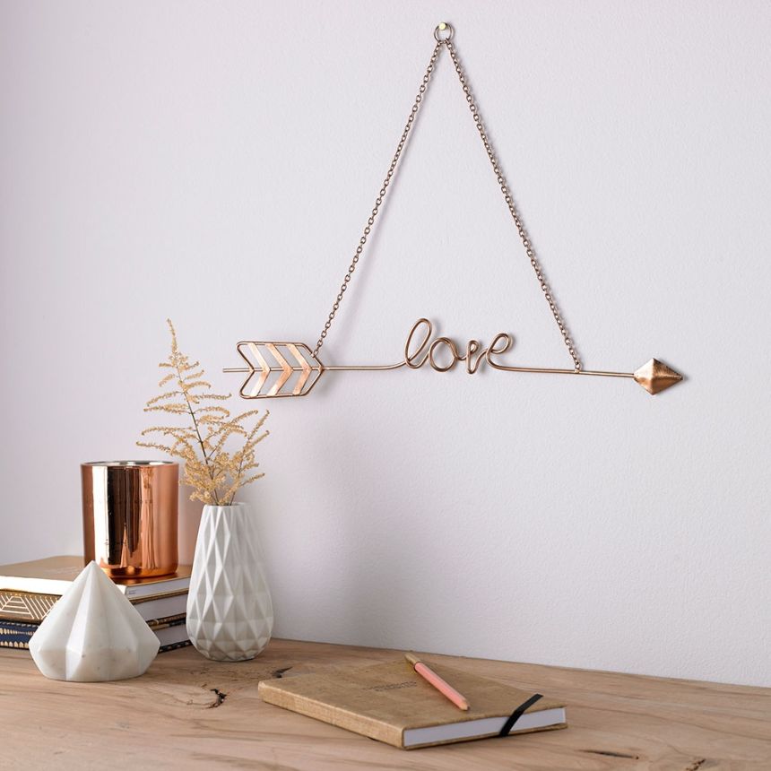 Kovová dekorace Love Story Rose Gold Metal Art 104031, Wall Art, Graham Brown