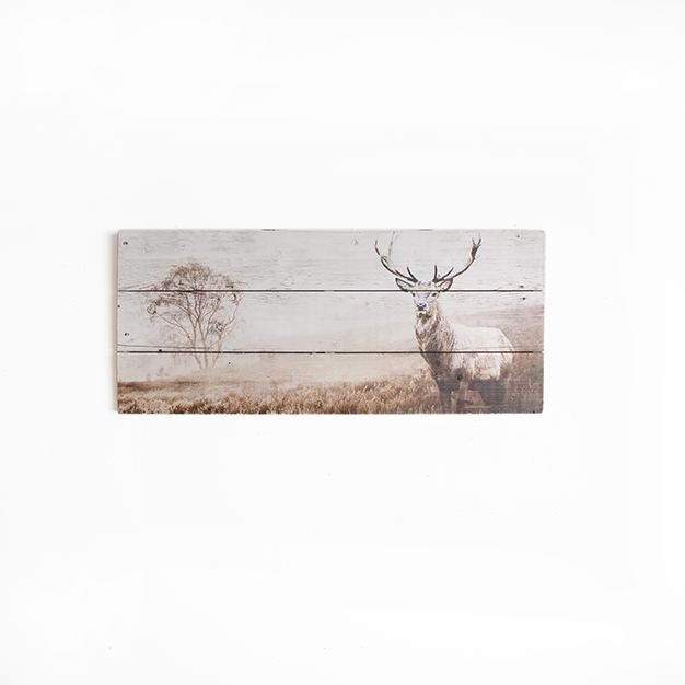 Dřevotisk 42-244, Stag Print On Wood, Wall Art, Graham Brown