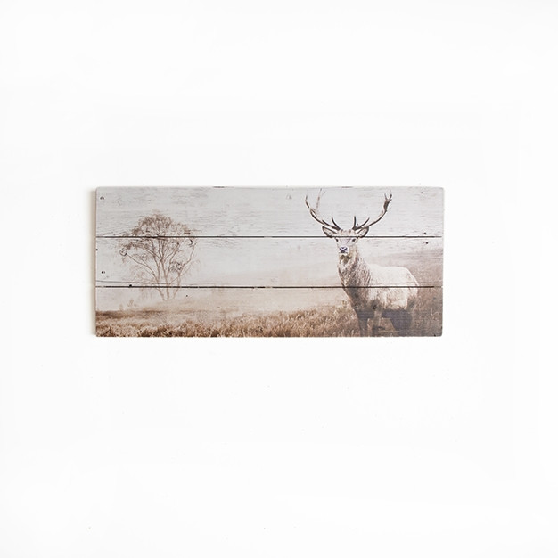 Dřevotisk 42-244, Stag Print On Wood, Wall Art, Graham Brown
