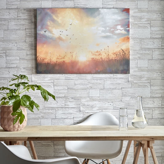 Tištěný obraz Západ slunce 105890, Serene Sunset Meadow, Wall Art, Graham & Brown