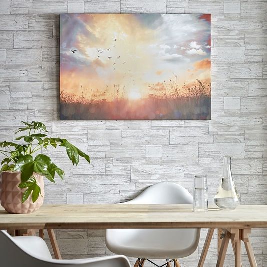 Tištěný obraz Západ slunce 105890, Serene Sunset Meadow, Wall Art, Graham & Brown
