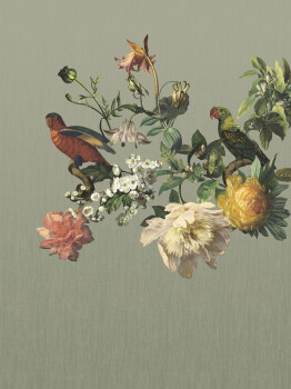Vliesová obrazová tapeta Květiny, Papoušci 307402, 210 x 280 cm, Museum, Eijffinger