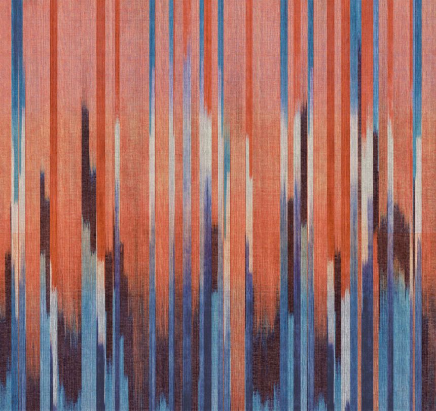 Vliesová obrazová tapeta na zeď, imitace látky, modrá, červená, pruhy, DGRIC1033-260, Serica, Masureel