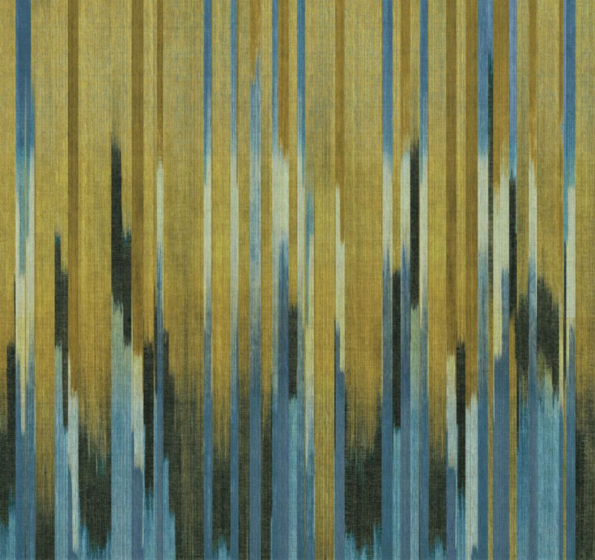 Vliesová obrazová tapeta na zeď, imitace látky, modrá, černá, zelená, pruhy, DGRIC1043-260, Serica, Masureel