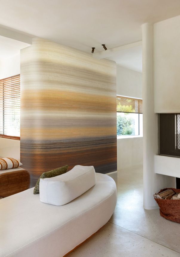 Vliesová obrazová tapeta na zeď, imitace látky, oranžová, hnědá, pruhy, DGRIC201-260, Serica, Masureel